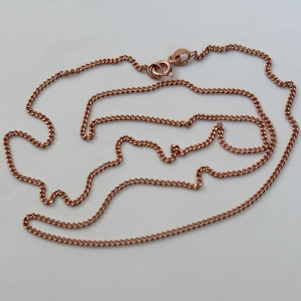 925 Silver 19.5” 1mm necklace cuban chain 14k rose gold plated unisex 19.5in
